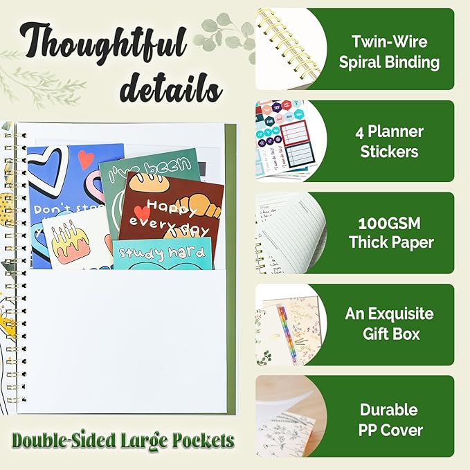 Jun 2025-Dec 2026 Academic Monthly Weekly Daily Planner for School, 19 Months Calendar 25-26 Planning Book with Colorful Tabs, 8.5" x 11" Mid Year College Organizer for Student Teacher (Greenery)