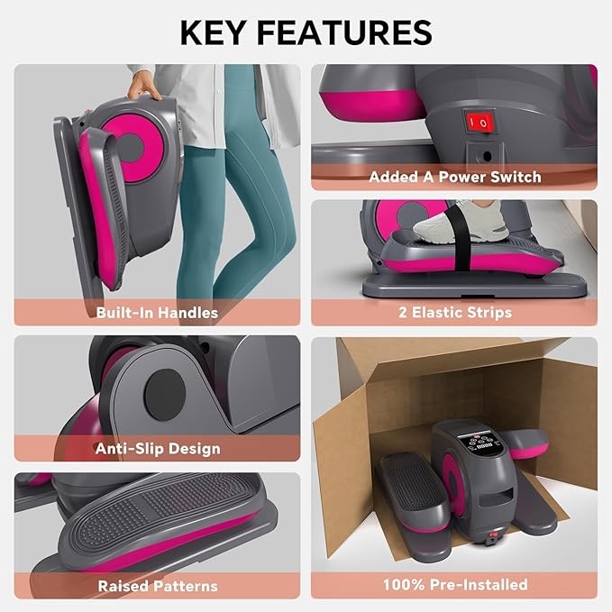 2025 New Under Desk Elliptical Machine, Electric Ellipse Leg Exerciser Pro As Seen On TV with 16 Adjustable Speed, Quiet and Fully Assembled with Remote Control & Non-Slip Foot Straps