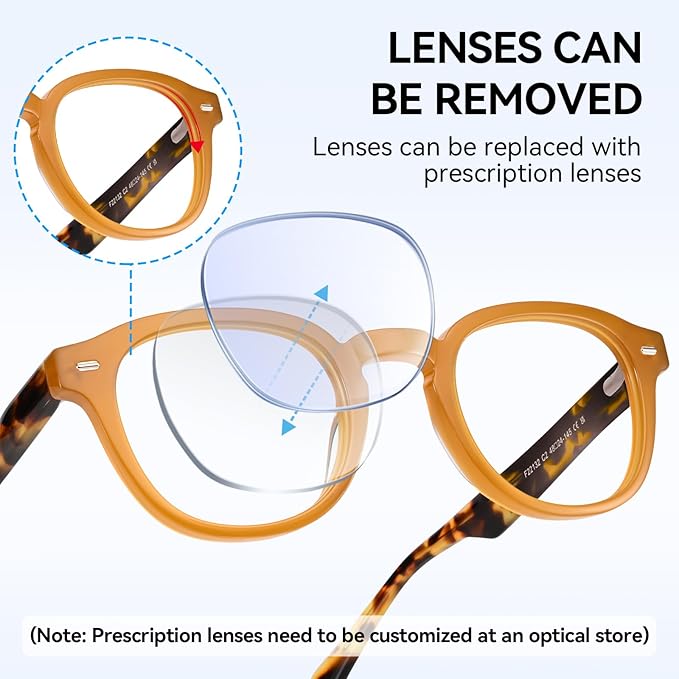 Dollger Blue Light Blocking Glasses For Woman Men Thick Frame Round Non-Prescription, pertain Computer Gaming，TV，Work