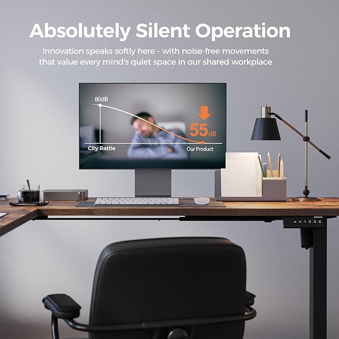 Agilestic 75 Inch L Shaped Standing Desk Adjustable Height, Corner Standing Desk, Sit Stand Up Computer Table, Splice Board, Rustic Brown