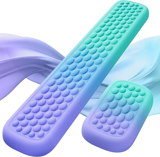 Lekvey Keyboard Wrist Rest, Silky Memory Foam Wrist Rest for Computer Keyboard, Mouse, Ergonomic Massage Design for Typing Pain Relief, Desk Pads Support Hand and Arm, Stain Resistant, Green Purple