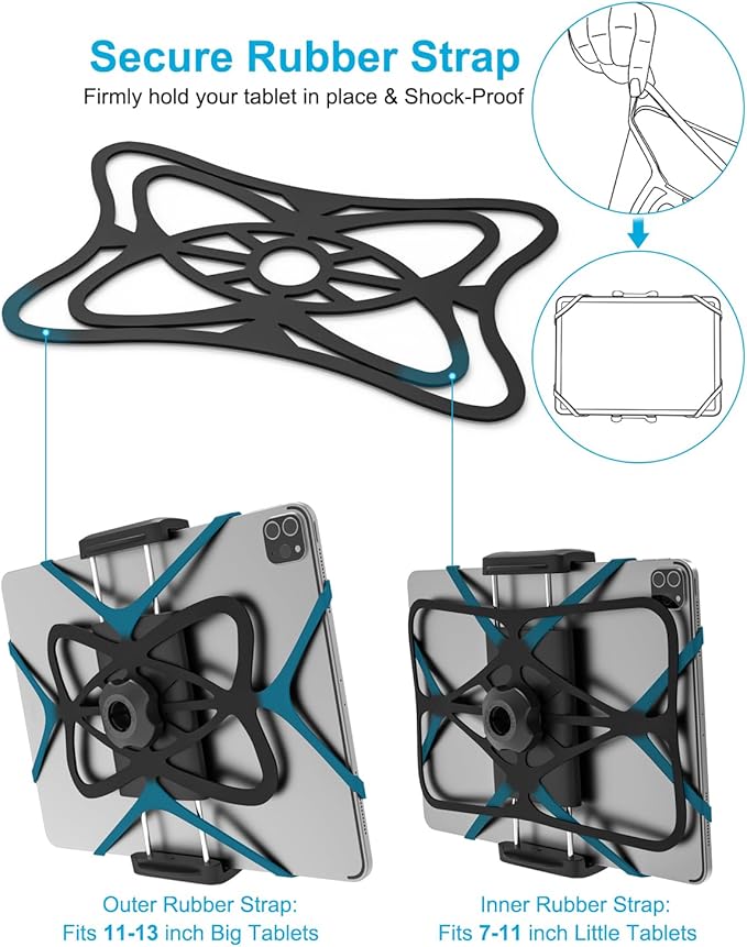 Tablet Yoke Mount, iPad Yoke Clamp Mount for Aircraft, 360° Adjustable Metal Arm Aviation Trainer Tablet Holder for iPad Pro 13 12.9 11, iPad Air Mini, Galaxy tab, iPhone, 4-13" Device