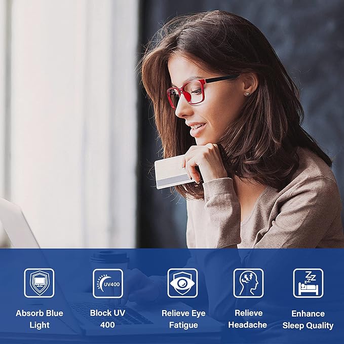 Cyxus Blue Light Glasses Computer Glasses UV Blocking GRP Square Frame Clear Lens Ultra Light Eyewear