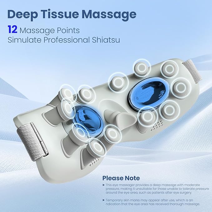 Eye Massager with Heat and Cooling, Rapid Cooling Eye Massager for Puffy Eyes, Heated Eye Masks for Dry Eyes, Bluetooth Eye Mask for Sleeping, Birthday Gifts for Women/Men