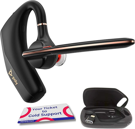 Poly Voyager Legend 50 Bluetooth Headset Noise Cancellation, 4-Mic WindSmart Tech, 10-Hour Battery, Fast Charging, 98 ft Wireless Range, Multipoint Connectivity, Voice Assistant, GTW Card (Pack of 5)