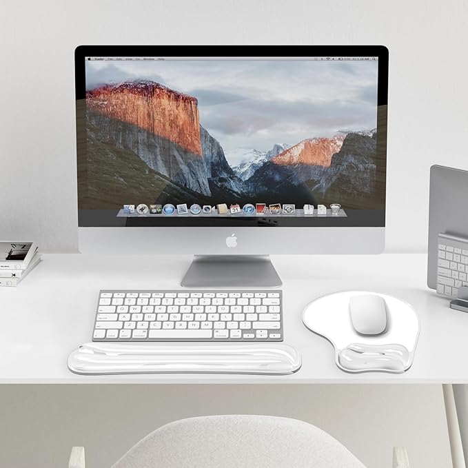 Gel Mouse pad & Keyboard Wrist Rest Set, Ergonomic Keyboard and Mousepad with Wrist Support, Keyboards Wrist Rest, Computer Keyboards Pad, Cooling Gel Clear