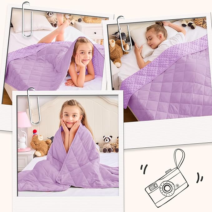 yescool Weighted Blanket 7 lb Light Purple Cooling Weighted Throw Blanket Minky Plush Heavy Blankets Microfiber Small Blankets Fleece Warm Weighted Comforter, 40 * 60in
