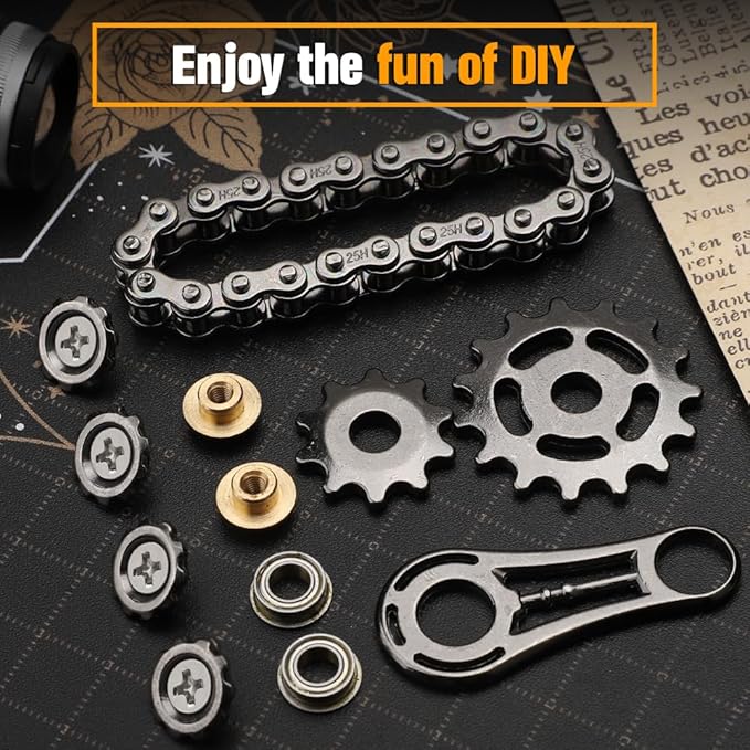 Cool Sprockets Fidget Chain, Hand Roller Toys for Kids Adults, Metal Transformable Sensory Bike Chain Gears, EDC Novelty Stress Relief Desk Office Easter Birthday Gift for Boys Girls Boyfriend Men