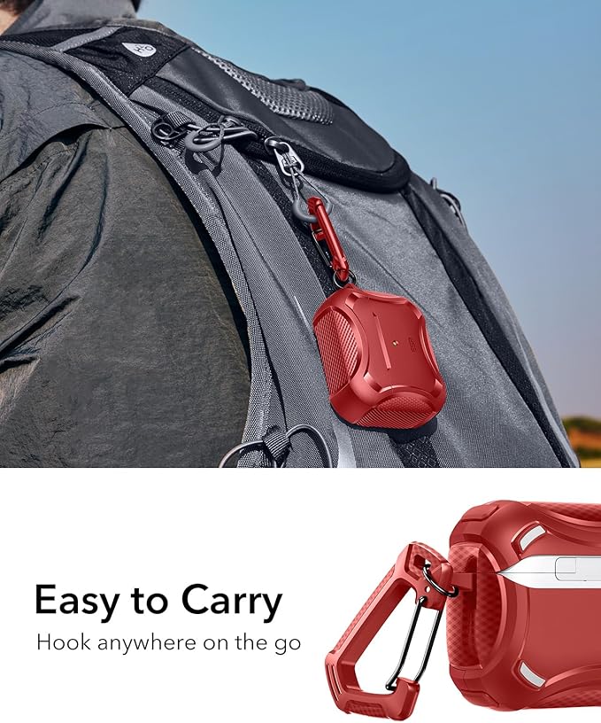 ESR for AirPods 4 Case, Compatible with AirPods 4th Generation Case (2024), Compatible with MagSafe, Powerful Drop Protection, Magnetic Lid, Cyber Series, Red