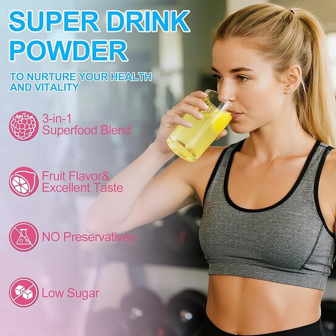 Super Yerba Mate Instant Powder - Raspberry Lemonade Flavor | Mental Clarity & Digestive Support with Antioxidants - 30 Servings