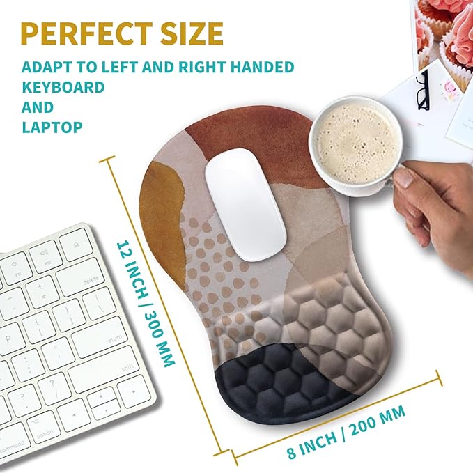 Hokafenle Ergonomic Mouse Pad Wrist Support, Wrist Rest Mousepad for Carpal Tunnel Pain Relief with Integrated Memory Foam Slope Massage Bulge (11.8x7.9 inch,Abstract Marble