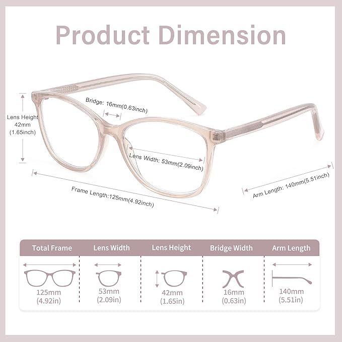 Madison Avenue TR90 Blue Light Blocking Glasses Anti Eyestrain UV Glare Blue Light Glasses for Women TV Phone Computer Gaming Eyeglasses (Nude Pink)