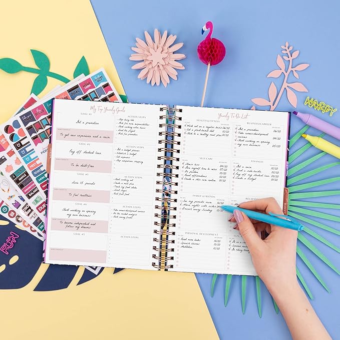 PLANBERRY Weekly Planner Premium – Undated Life Organizer & Budget Planner – Time Management, Goal Setting, to-Do List, Work-Life Balance & Habit Tracker – 6.9″ x 8.5″ (Wild Purple)