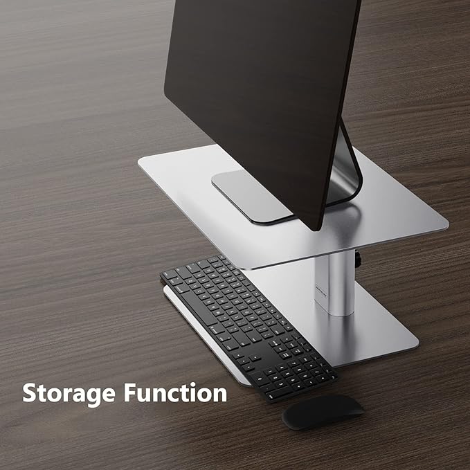 Nillkin Monitor Stand for Desk, Adjustable Height Computer Monitor Stand, Ergonomic Aluminum Computer Stand for Desktop Monitor, iMac,MacBook, Dell, HP, Lenovo and other Screen Display, Silver