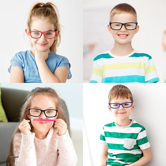 BiBiBear Toddler/Kids/Teens Glasses - Unbreakable TR90 Frame, 180° Flexible, Lightweight & Safe Glasses for Kids Age 2-15