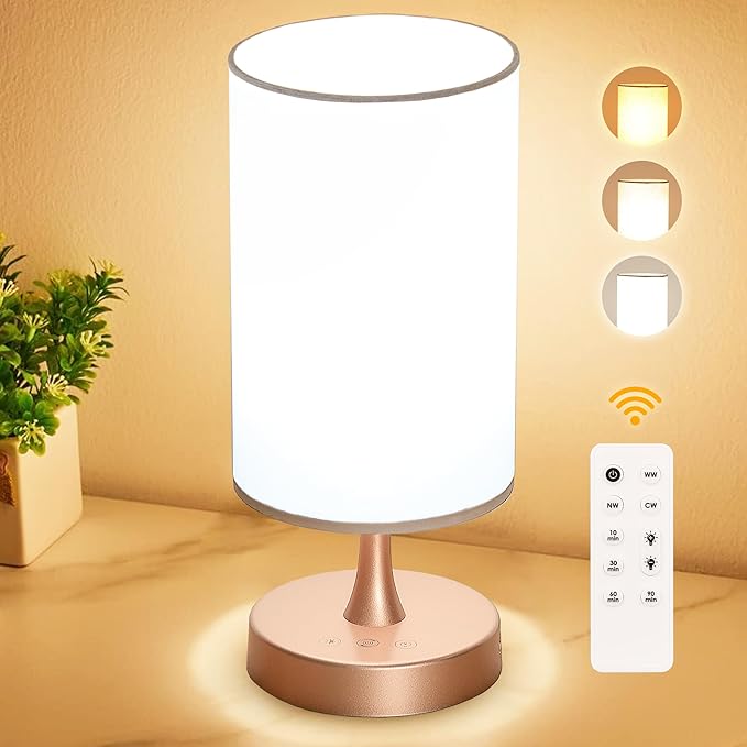 Light Therapy Lamp, 10000 Lux Daylight with 3 Color Temperatures, Adjustable Brightness & Timer with Memory Function, Sunlight Lamp with Remote Control (Gold Base, White Shade)