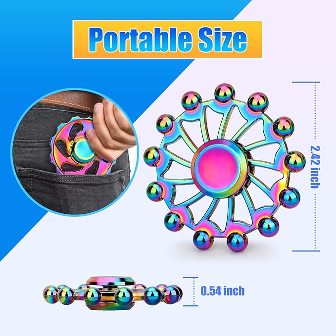 Cool Fidgets Spinners Metal Toys for Kids Adults 7 Pack, Finger Hand Spinners Stocking Stuffers, Desk Toys Fingertip Gyro Party Favors Supplies, Stress Relief Toys Holiday Goodie Bag Filler Gift
