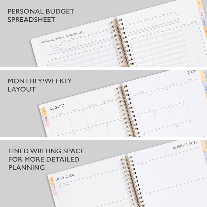 Blue Sky 2024-2025 Academic Year Weekly and Monthly Planner, 5" x 8", Flexible Cover, Wirebound, Daisy Garden (150668)