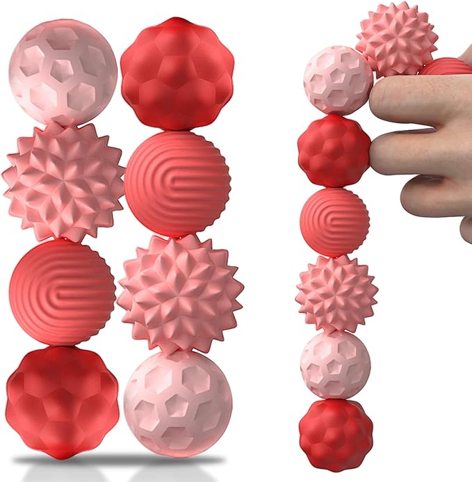 8 Pieces Fidget Toys Adults Magnetic Fidget Balls Silicone Magnetic Fidgets Anxiety Relief Items for Anxiety ADHD Portable Desk Toys for Office Travel Home Party Gift Class Prizes(Pink, 8)