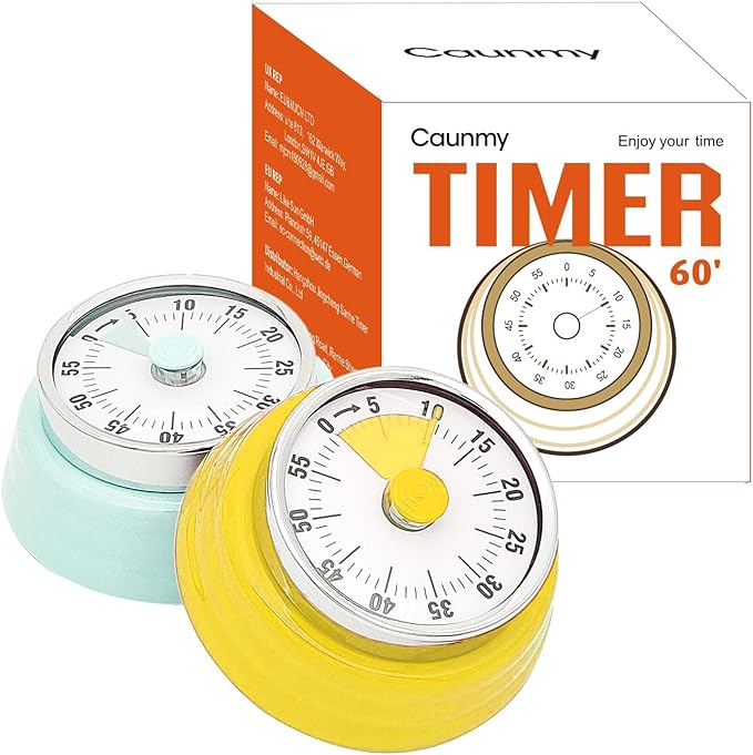 Mechanical Timer, Visual Countdown Timer, 60 Minutes Electronic Timer for Cooking, Classroom, Game, Study, Office, Magnetic Alarm Clock with Alarm Sound (Yellow & Green)