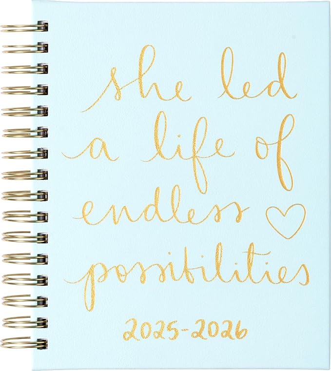 2025-2026 Eccolo Spiral Agenda Planner, She Led A Life, Weekly & Monthly Pages, 18 Months, Sticker Sheets, Inspirational Quotes (7.75 x 8.75, July 2025 - Dec 2026)