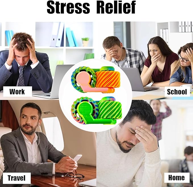 2Pack 3D Printed Spiral Fidget Spinner Toys Gears,Fidget Toys for Kids Adults, Sensory Toy for Anxiety Stress Relief, Novelty Gifts for Friends,Valentine Christmas Classroom Gifts for Kids