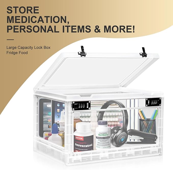 Lalifebuss Large Lock Box for Personal Items, 24 Litre Combination Lockable Storage Box for Office Locker/School/Medicine/Snacks/Phone Jail/Electronic/Home