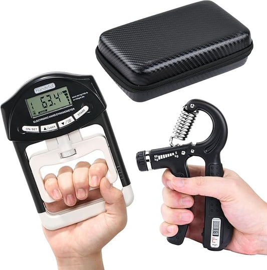 Hand Dynamometer Grip Strength Trainer - 397 Lbs / 180 Kgs Electronic Hand Grip Strength Tester Grip Strengthener Hand Exerciser Meter Digital Hand Grip Training Gauge for Sport Home School Use