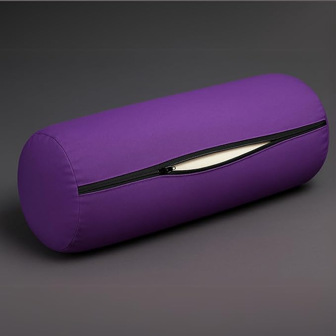 Yogikuti Iyengar Yoga Bolster for Restorative Yoga and Meditation – Lightweight Cotton Support Pillow with Handle for Easy Carry, Versatile for Pose Modification, Balance, Back Relief, and Relaxation