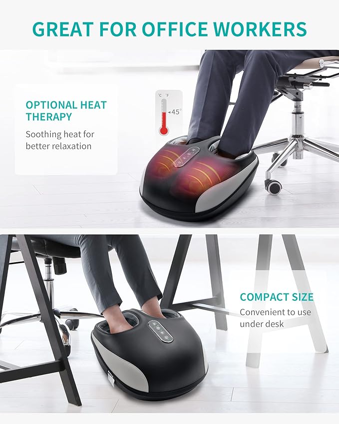 Nekteck Shiatsu Foot Massager with Heat for Neuropathy & Plantar Fasciitis, Electric Heated Feet Massager Machine for Pain Relief & Circulation, Birthday Christmas Gifts for Women Men Mom Dad Him Her