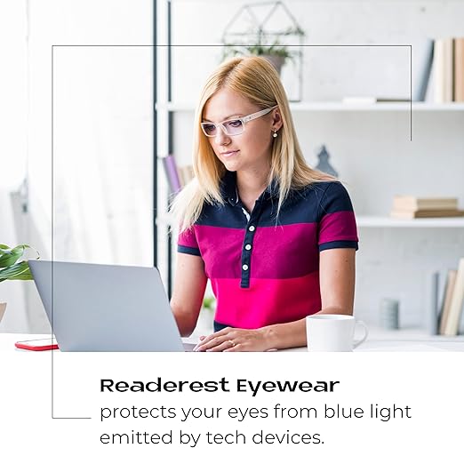 Readerest Blue Light Blocking Glasses – Computer Eyewear, UV Protection, Eye Strain & Glare Reduction, Lightweight Frame