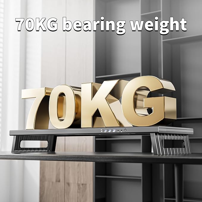 All-Metal Foldable Monitor Stand with 28cm Wide Desktop,, Headphone & Mic Jack, Detachable Phone Holder, (Basic Version, 760mm)