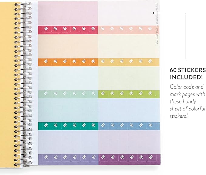 Erin Condren Journal For Women 8.5" X 11" Spiral Bound Dot Grid Notebook - Flora Peony, 5Mm Dot Gridnotebook, 80 Lb, Thick Paper, Stickers Included