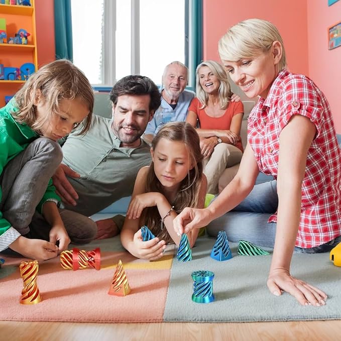 3D Printed Impossible Cone,Spiral Cone Fidget Toy Impossible Pyramid Passthrough Toy,3D Printed Spiral Cone Fidget Toy (Green Black&Rainbow)