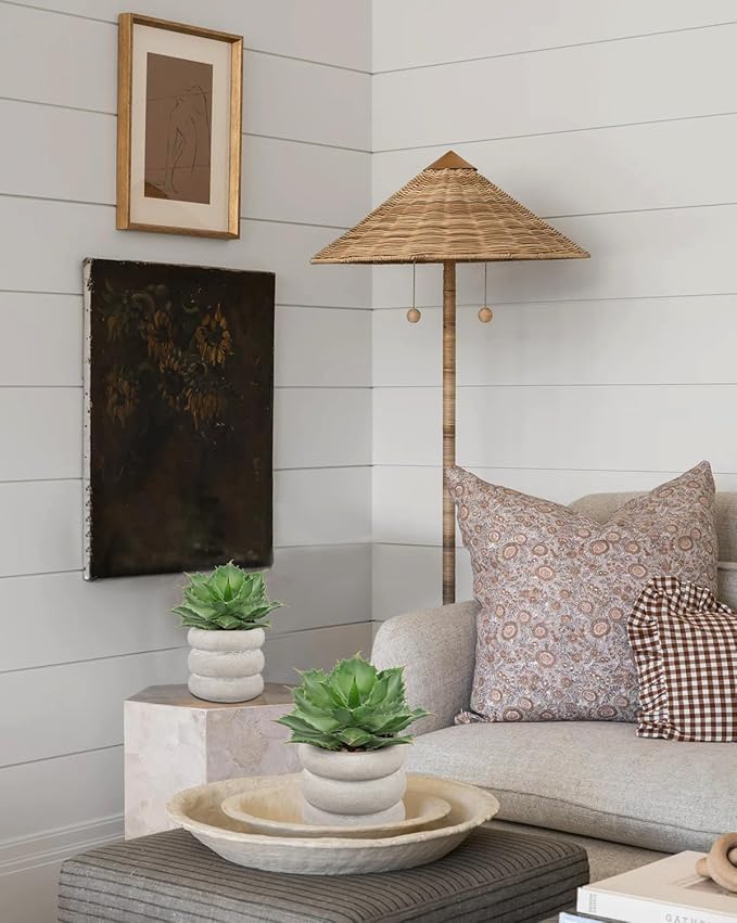 Fake Plants Succulents Artificial Agave Succulent Plants Faux Aloe Potted Plant in White Glaze Ceramic Pot for Desk Modern Office Living Room Table Shelf Bathroom Home Indoor Outdoor Decor