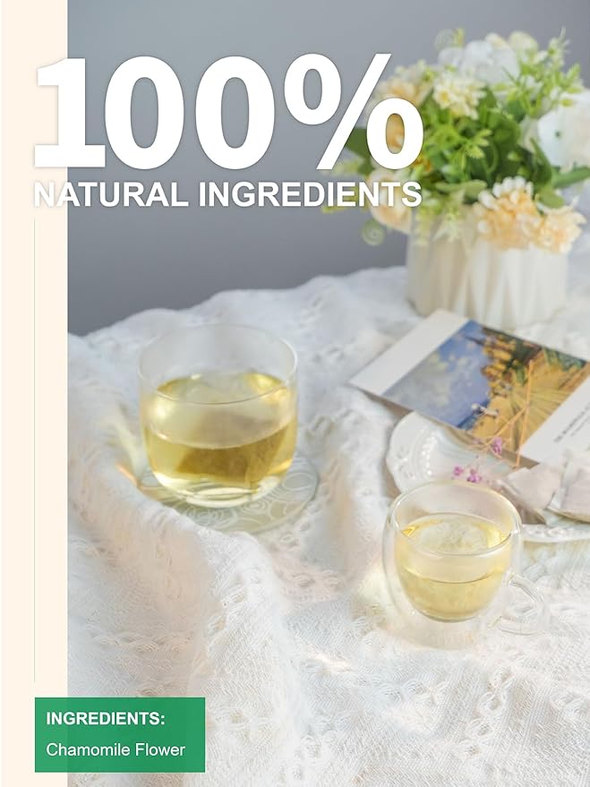 TeeLux Chamomile Tea Bags, 1g/bag, Natural Chamomile Flowers Tea, Mild & Smooth Taste, Caffeine Free, 100 Count