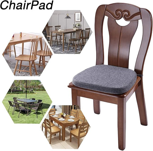 Chair Cushion with Ties for Dining Chairs - Memory Foam Non Slip Kitchen Chair Pad and Dining Seat Cushion with Machine Washable Cover [16.5 x 16.2 Inches] (Black Gray, 1)
