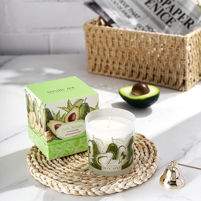 Scented Candle - Fresh Avocado - 6oz Aromatherapy Soy Wax Jar Candle for Home, Gifts for Women - 170g