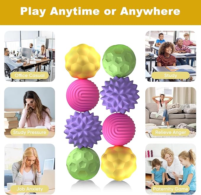 4 Pieces Fidget Toys Adults Magnetic Fidget Balls Silicone Magnetic Fidgets Anxiety Relief Items for Anxiety ADHD Portable Desk Toys for Office Travel Home Party Gift Class Prizes(Colorful, 4)