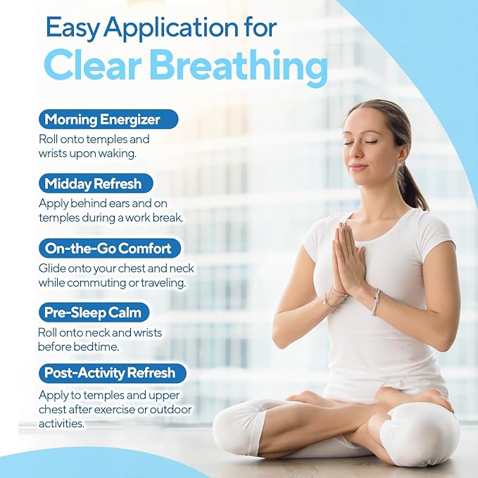 Marie Originals Breathe Blend Essential Oils Sinus Roll on | Natural Eucalyptus, Peppermint Lavender Essential Oil Roll on | Aromatherapy Support for Clear Breathing, Head Ease, Relaxation | 10 mL