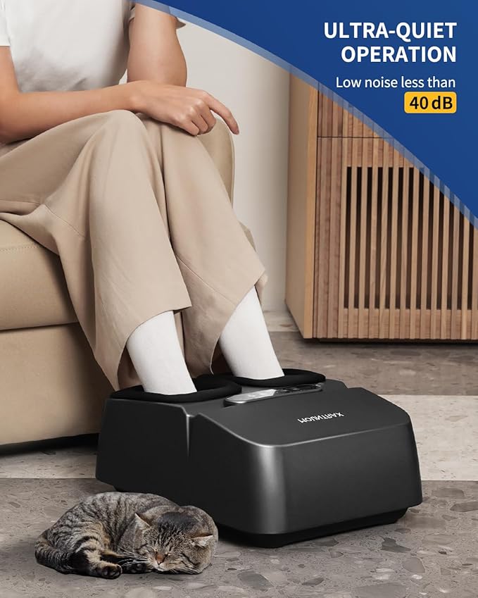 MOUNTRAX Foot Massager Machine with Heat, Foot Massager for Plantar Fasciitis, Neuropathy Pain, Shiatsu Foot Massager with Remote, Fits Feet Up to Men Size 12 (Black)