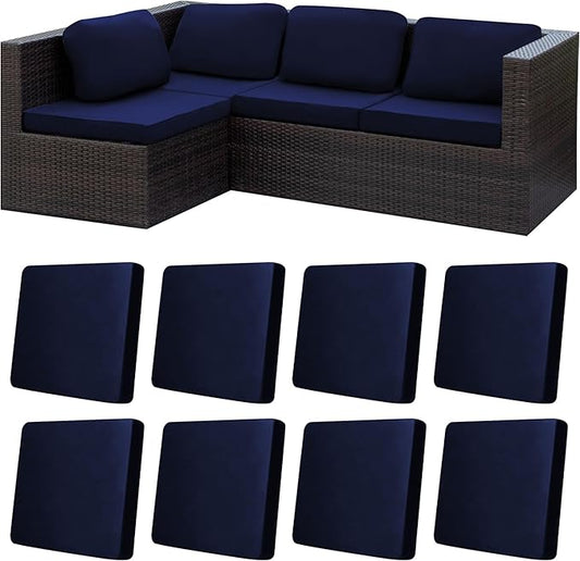 8Pcs Stretch Patio Cushion Covers,Outdoor Couch Covers Replacement,Outdoor Couch & Sofa Slipcovers,for Patio Furniture Cushion Covers,Washable Reusable urniture Protector (Navy Blue,Cover Only)