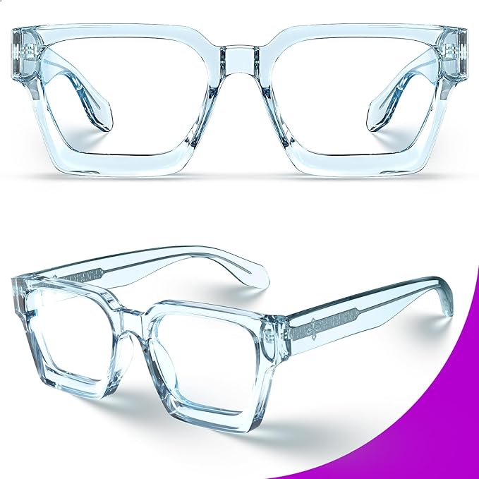 VISOONE Enhanced Version Rectangle Chic Preppy Look Blue Light Blocking Glasses for Women Men RIVER-LIGHTER