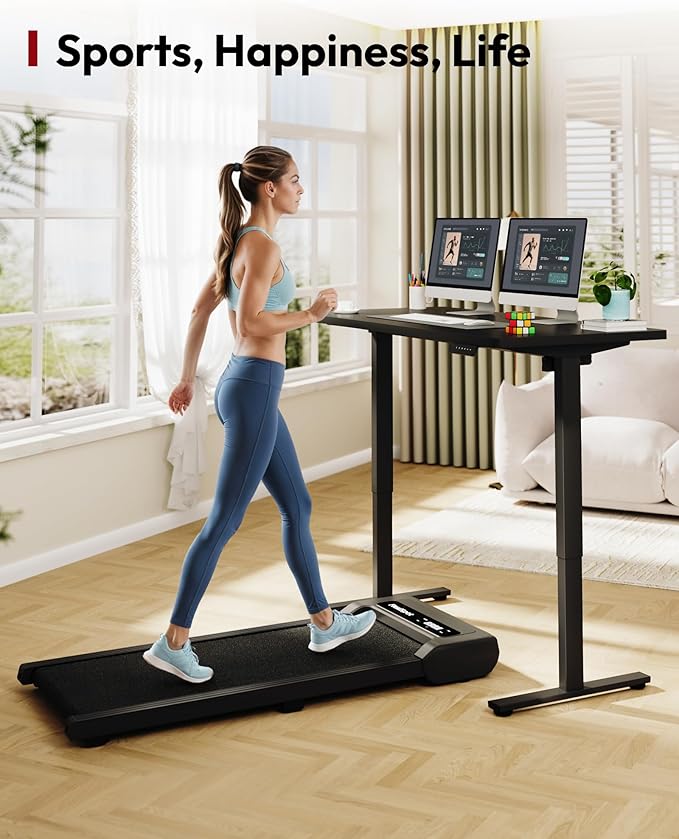 SANODESK Electric Standing Desk 48 x 24 Inches Whole-Piece Desktop Height Adjustable Stand Up Desk w/6-Button Controller Ergonomic Computer Desk for Home Office, Black Frame + Black Tabletop