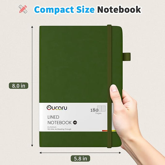 Oucaru Lined Journal Notebook, 8 Pack, 180 Pages, A5 Journals for Writing, 100 GSM Thick Paper, Small Notebooks Daily Journal for Women Men Work, Business, School, Travel Supplies CL