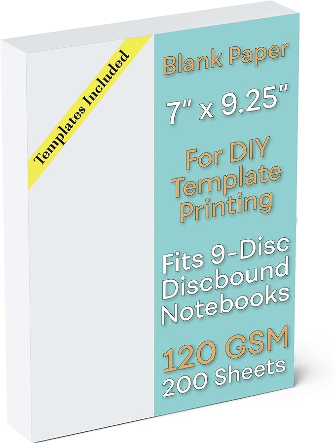Blank 7 x 9.25 Inch Paper, 120 GSM, 200 Sheets, DIY Template Printing in Happy Planners, Classic Size Unpunched, Loose Leaf, White