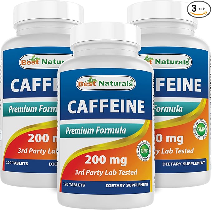 Best Naturals 3 Pack Caffeine Pills 200mg Tablets - Non Habit - Proven No Crash or Jitters - Total 360 Tablets