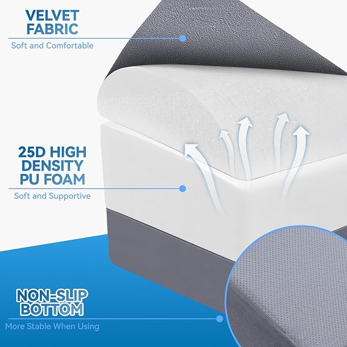 Adjustable Foot Rest for Under Desk - 3-in-1 Ergonomic Foot Stool with Zipper Connection, Height Adjustable for Office, Home & Gaming (Gray)