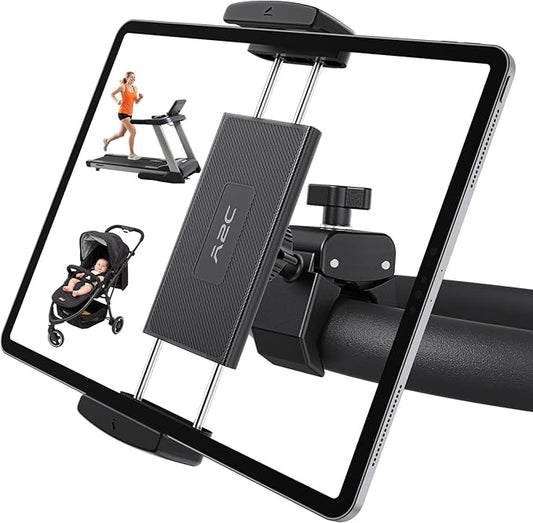 A2C Universal Tablet Mount for Peloton Bike - Adjustable Clamp Handlebar iPad Holder Fit Treadmill, Exercise Bike, Spin Bike, Stroller (0.5-1.65" Tube), Compatible for 4.7-13" Phones & Tablets