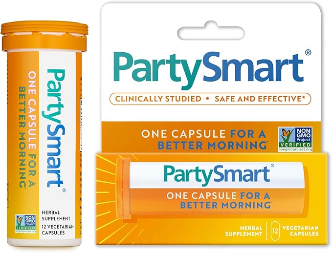 Himalaya PartySmart, 12 Capsule Tube - Alcohol Breakdown Liver Support for a Better Morning After Drinking - Plant Based, Vegan, Non-GMO, Gluten Free, Clinically Studied